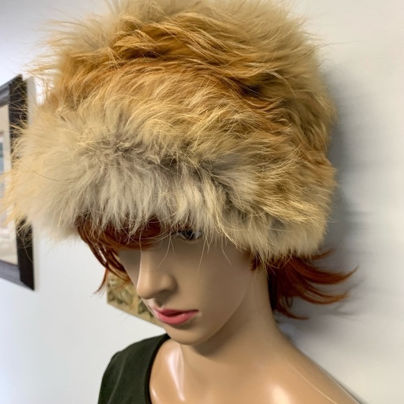 Vintage Red Fox Real Fur puff and hat set main image 6